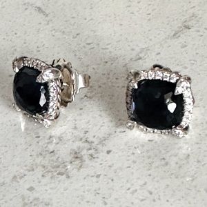David Yurman Diamond/Black Orchid/Silver Chatelaine Stud Earrings w DY p…